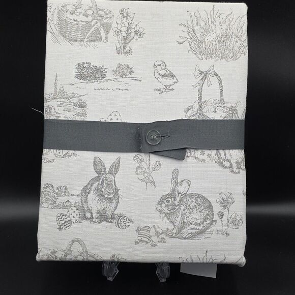 Bunny Tales Easter Tablecloth Spring Rabbit Toile Cotton Oblong 60x102 NIP - Picture 7 of 10